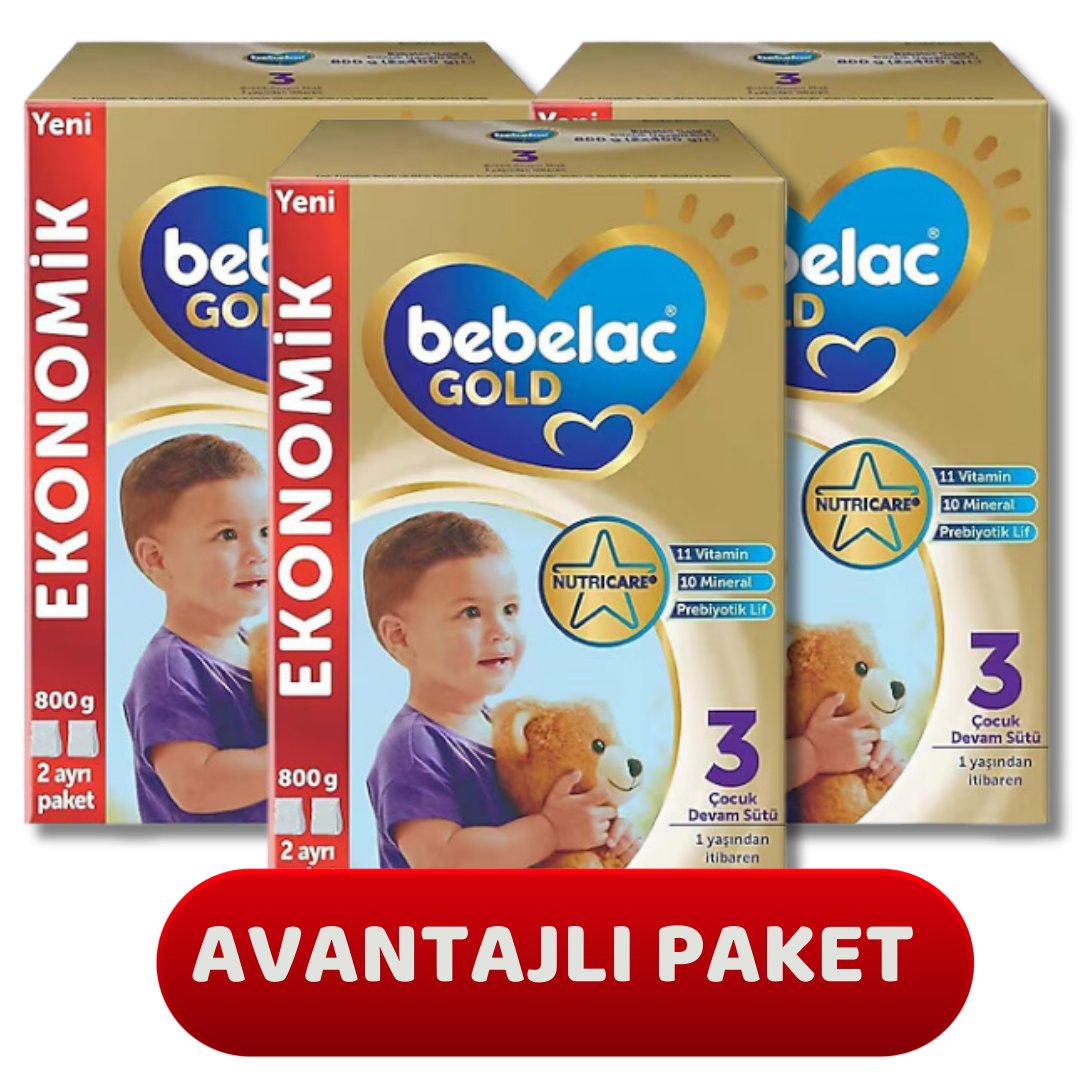 Bebelac Gold 3 Devam Sütü 800 Gram 1+ yaş - 3 adet