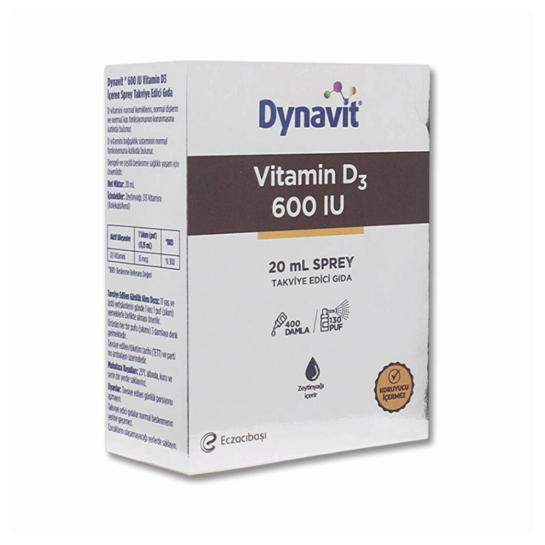 Eczacıbaşı Dynavit Vitamin D3 600 IU Takviye Edici Gıda Sprey 20 ml