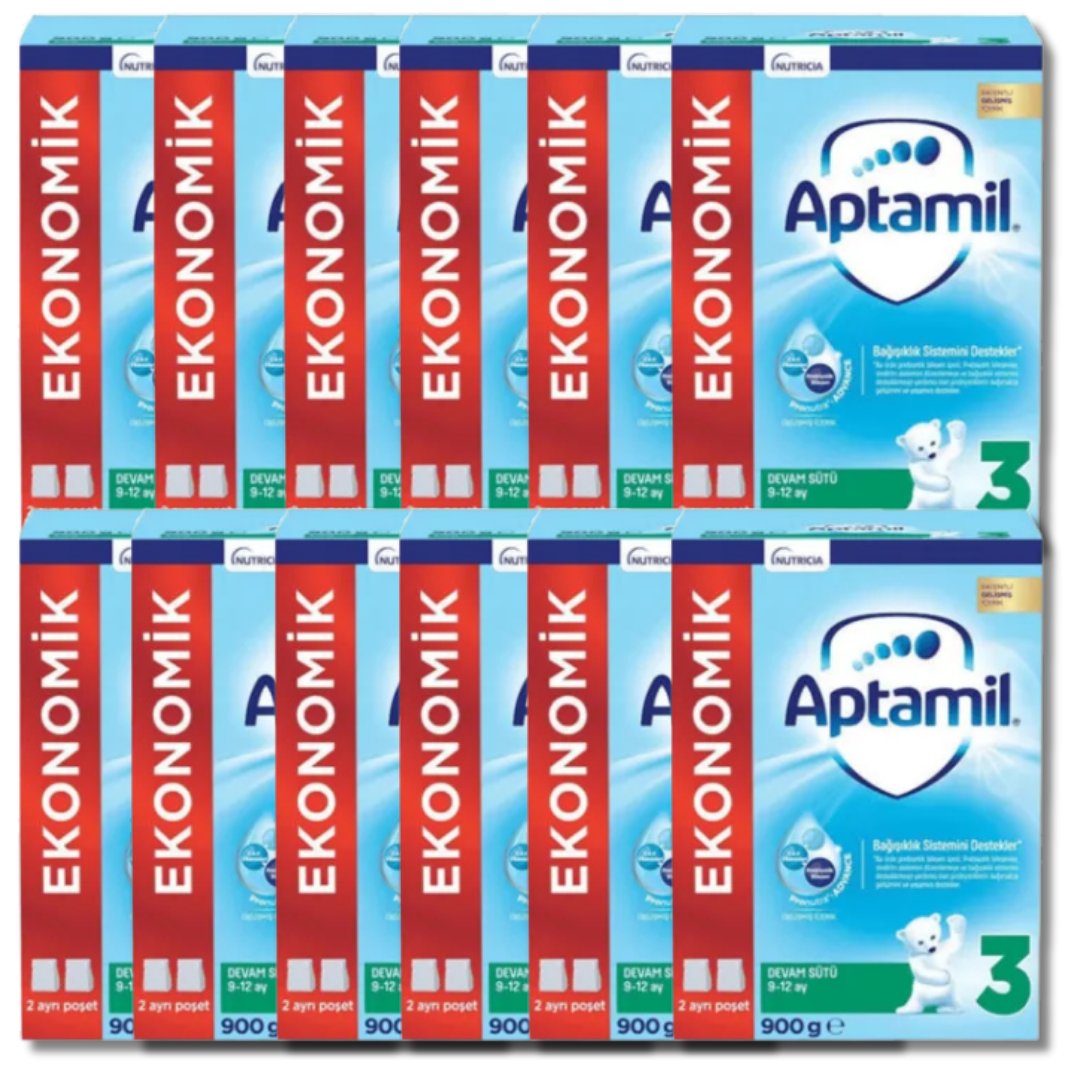Aptamil 3 Devam Sütü 900 gr 9-12 Ay - 12 adet