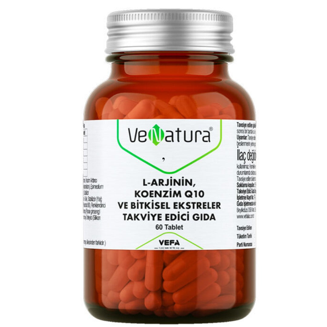 Venatura L-Arjinin Koenzim Q10 ve Bitkisel Ekstreler Takviye Edici Gıda -60 Tablet