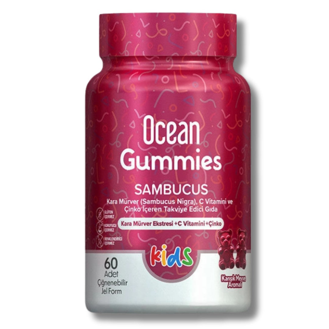Orzax Ocean Gummies Sambucus Kids Takviye Edici Gıda 60 Adet Çiğnenebilir Jel Form