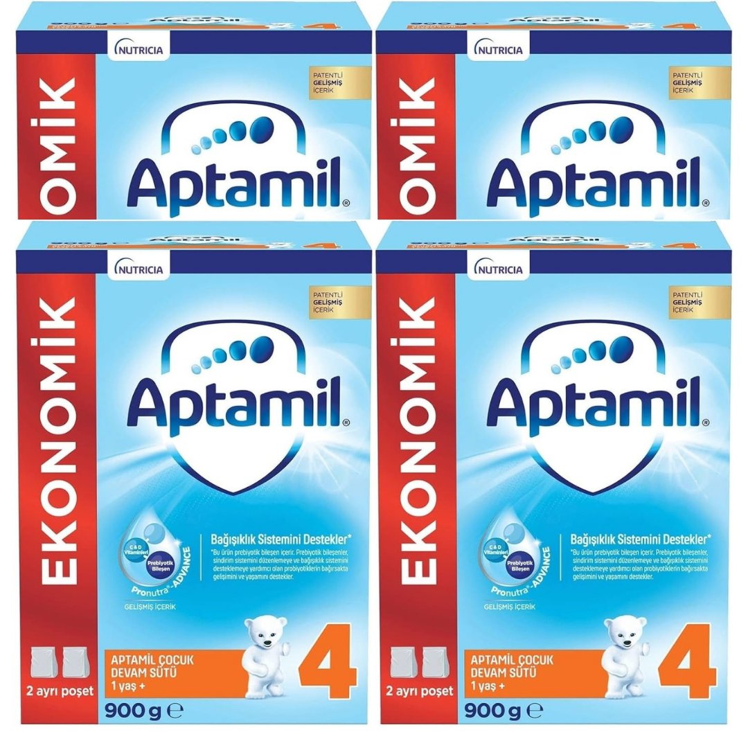Aptamil 4 Çocuk Devam Sütü 900 gr 1+ Yaş - 4 adet