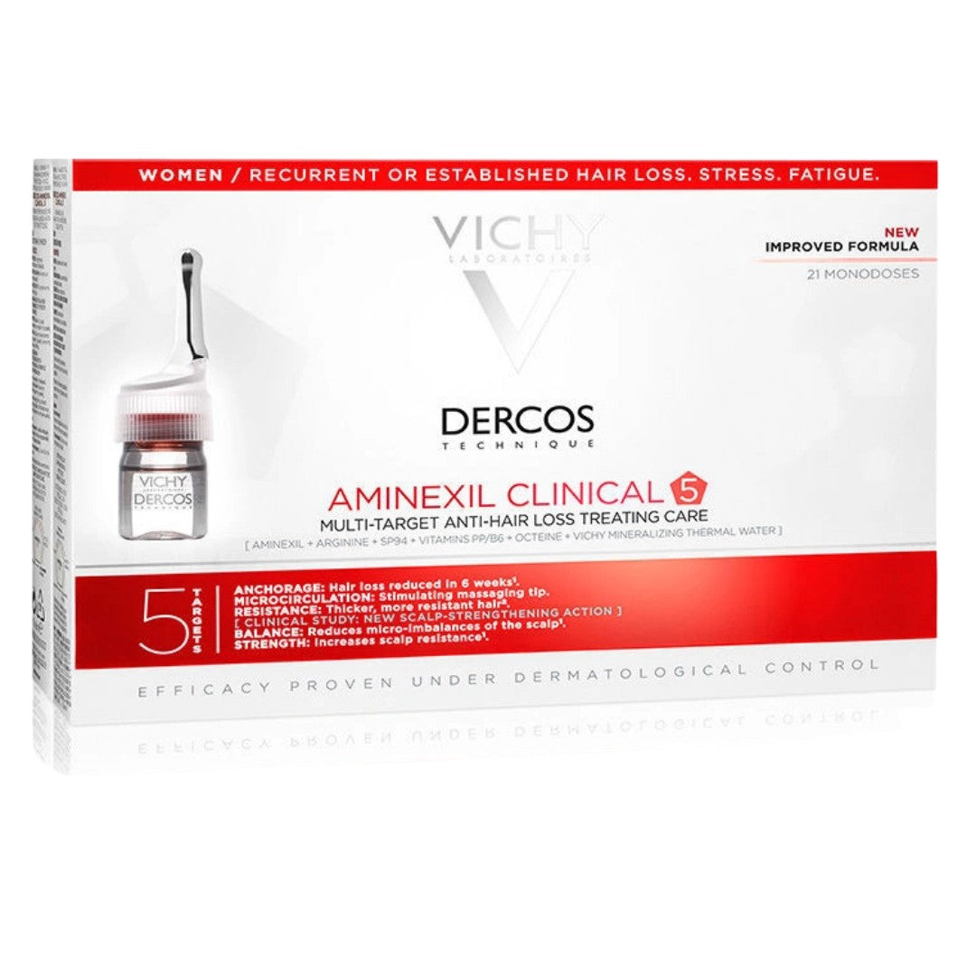 Vichy Dercos Aminexil Clinical 5 21x6ml - Kadınlar için Saç Dökülmesine Karşı Serum