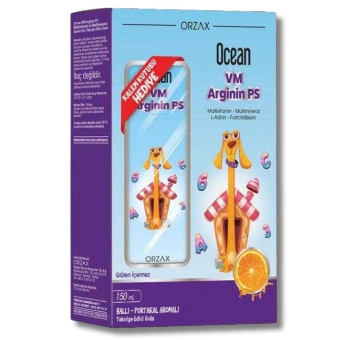 Orzax Ocean VM Arginin PS Takviye Edici Gıda 150 ml - Kalem Kutusu HEDİYE