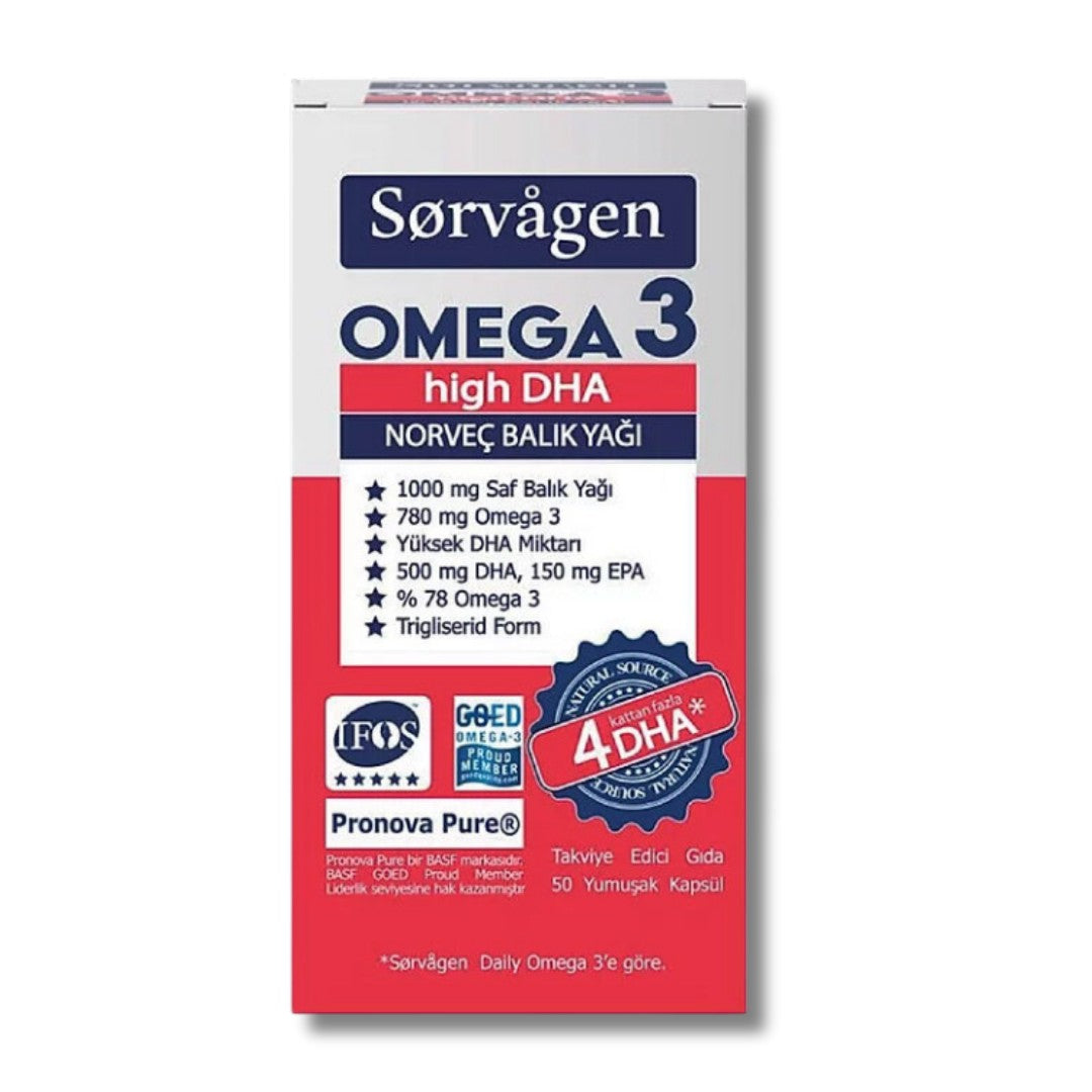 Sorvagen Omega 3 High DHA Norveç Balık Yağı 50 Kapsül