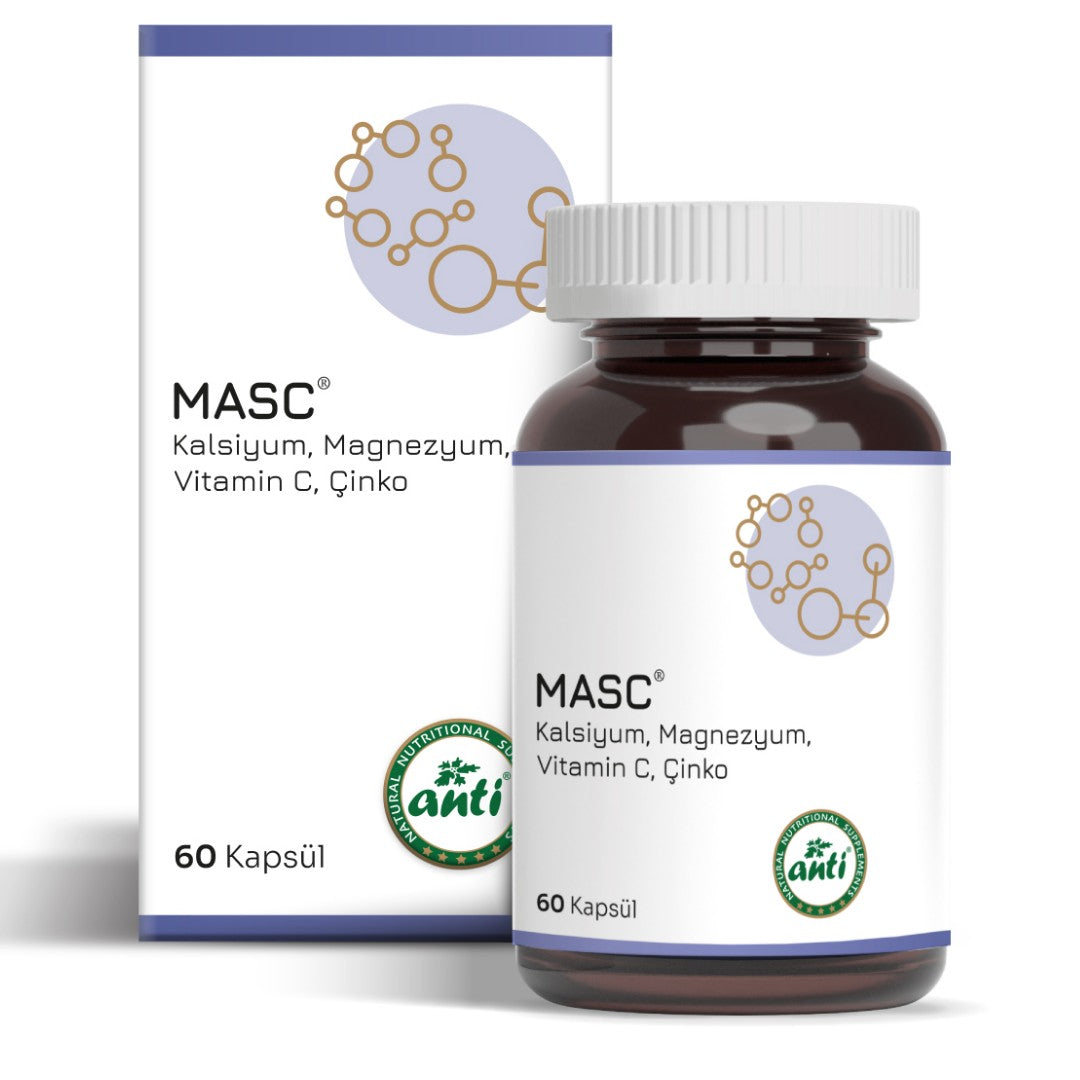 Kalsiyum, Magnezyum, Vitamin C, Çinko - 60 Kapsül.