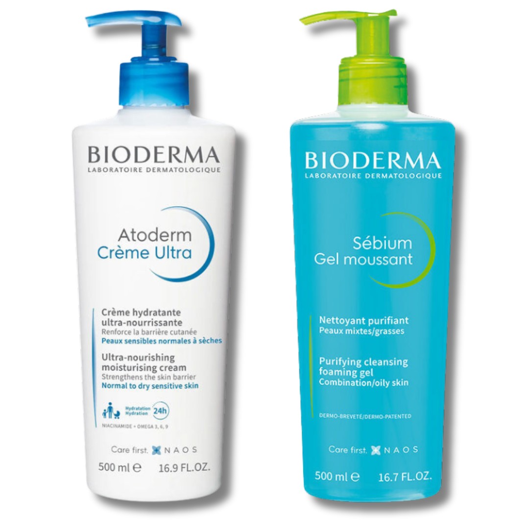 Bioderma Atoderm Krem Ultra 500 ml + Bioderma Sebium Foaming Cilt Temizleme Jeli 500 ml