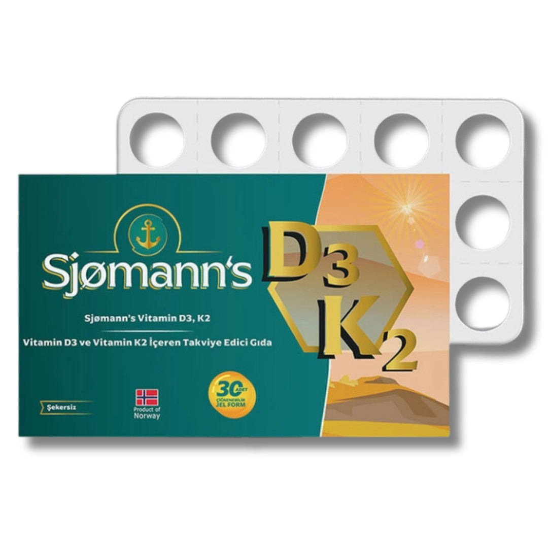 Sjomann’s Vitamin D3 ve K2 İçeren Takviye Edici Gıda 30 Adet Çiğnenebilir Jel Form