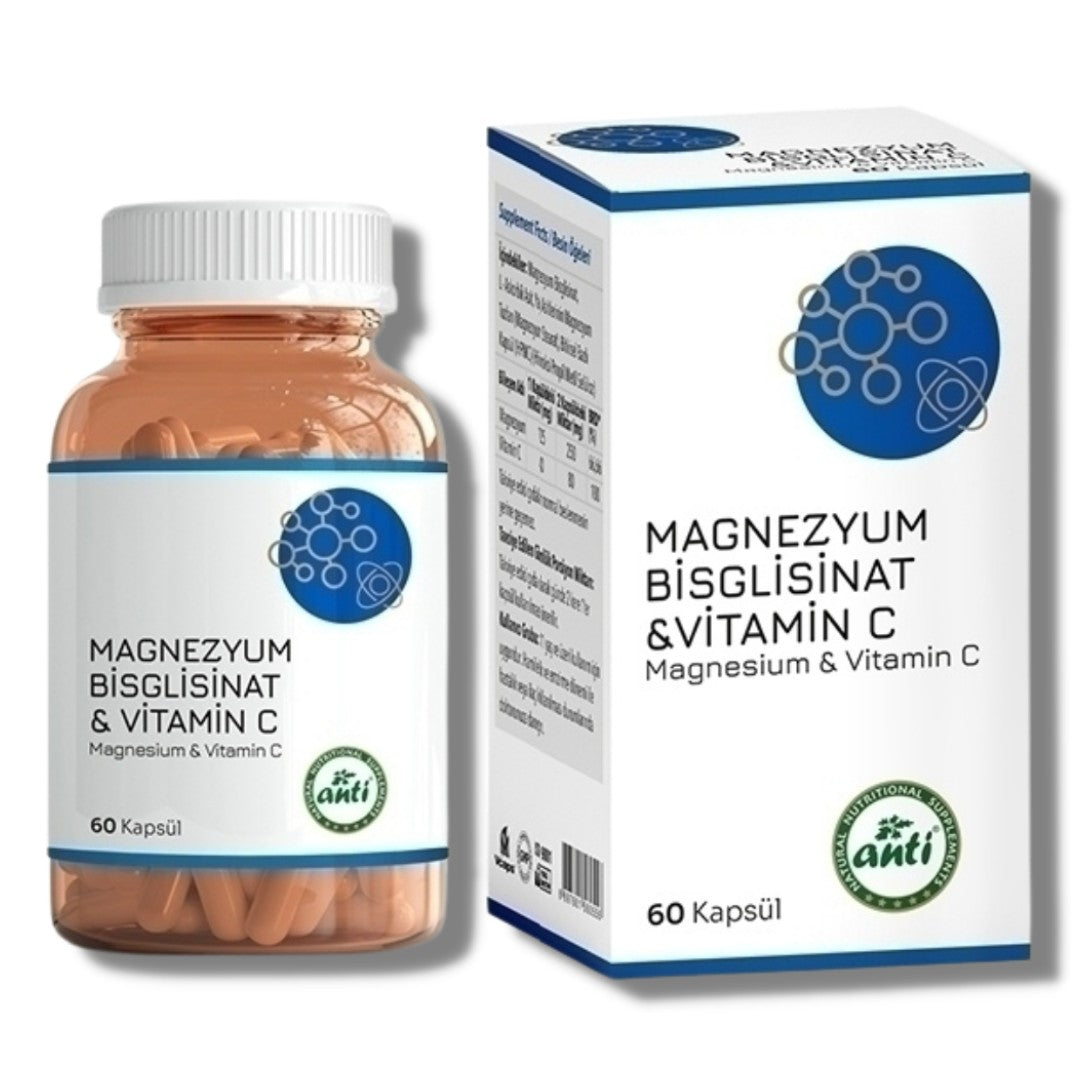 Anti Magnezyum Bisglisinat & Vitamin C 60 Kapsül