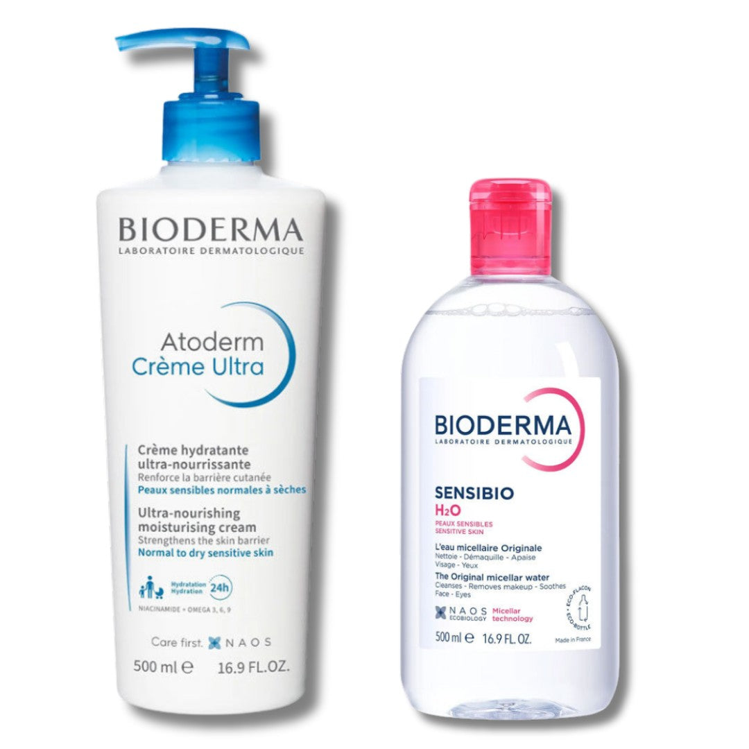 Bioderma Atoderm cream ultra 500 ml +Bioderma Sensibio H2O Yüz ve Makyaj Temizleme Suyu 500 ml