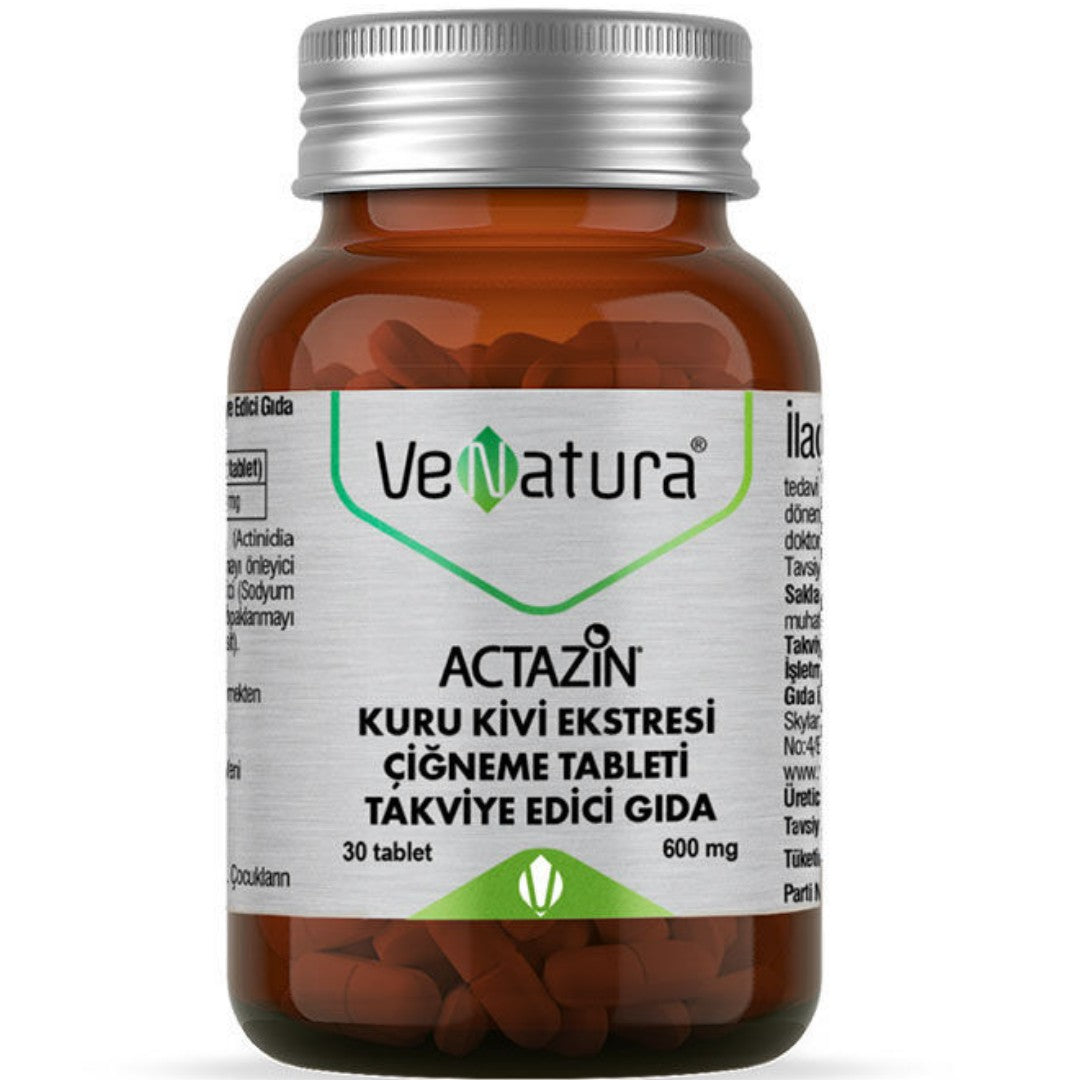 VeNatura Actazin Kuru Kivi Ektresi Çiğneme Tableti Takviye Edici Gıda -30 Tablet