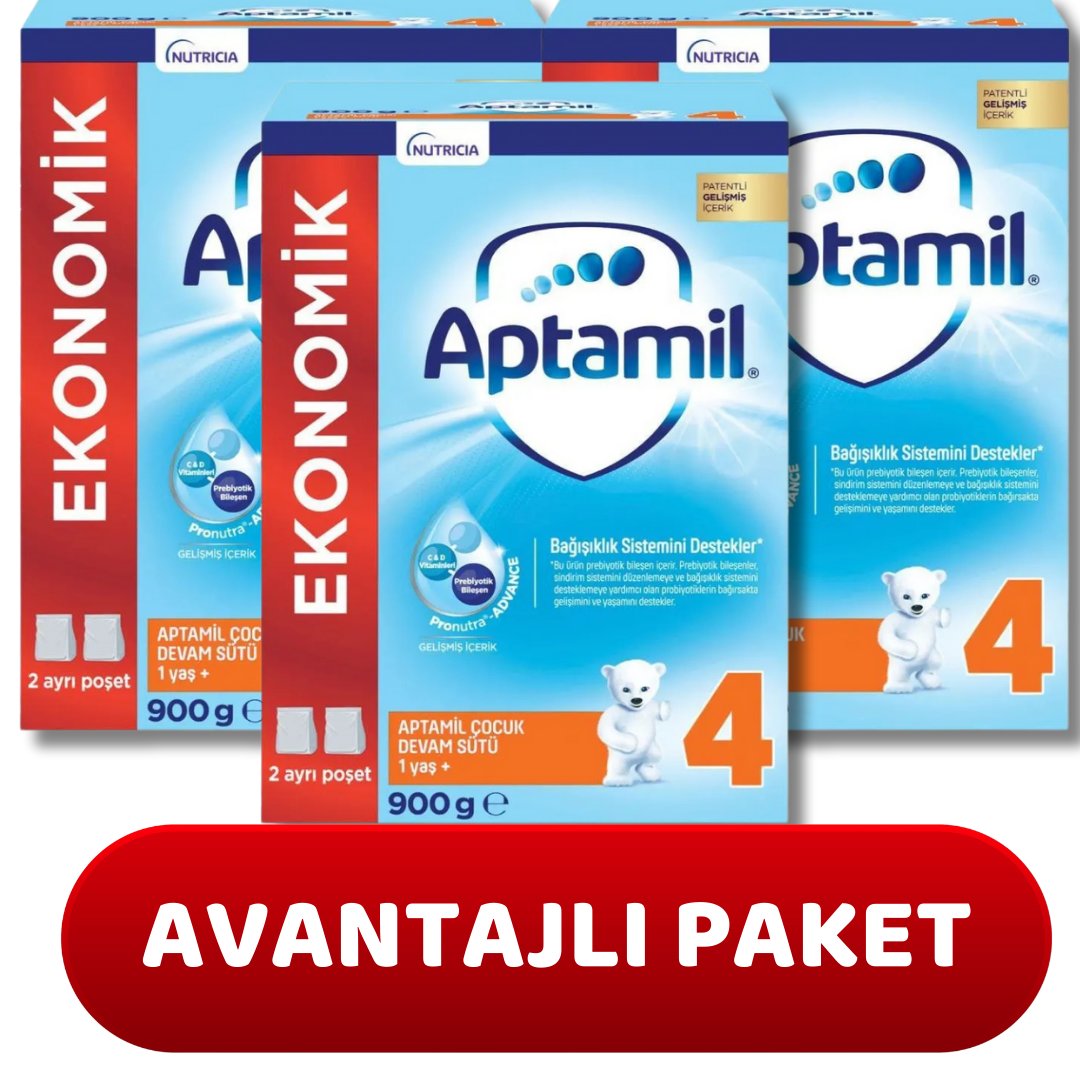 Aptamil 4 Çocuk Devam Sütü 900 gr 1+ Yaş - 3 adet