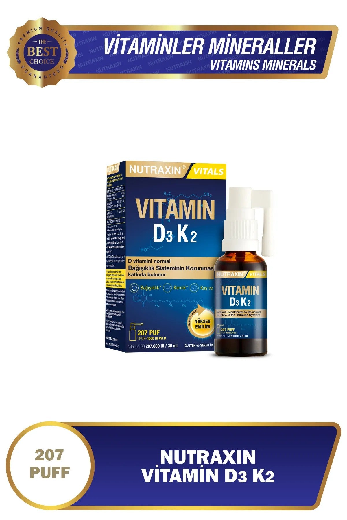 Nutraxin Vitamin D3K2 Takviye Edici Gıda 30 ml