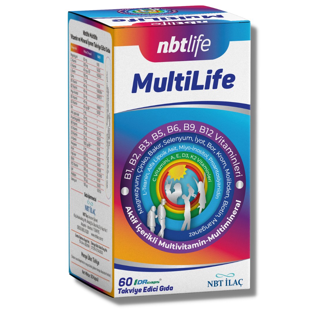 Nbt İlaç NBT Life Multilife Aktif İçerikli Multivitamin Multimineral Takviye Edici Gıda 60 Kapsül