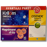 Krilom Omega3 + Magnimore + Osende Vitamin D3K2 Avantajlı Paket
