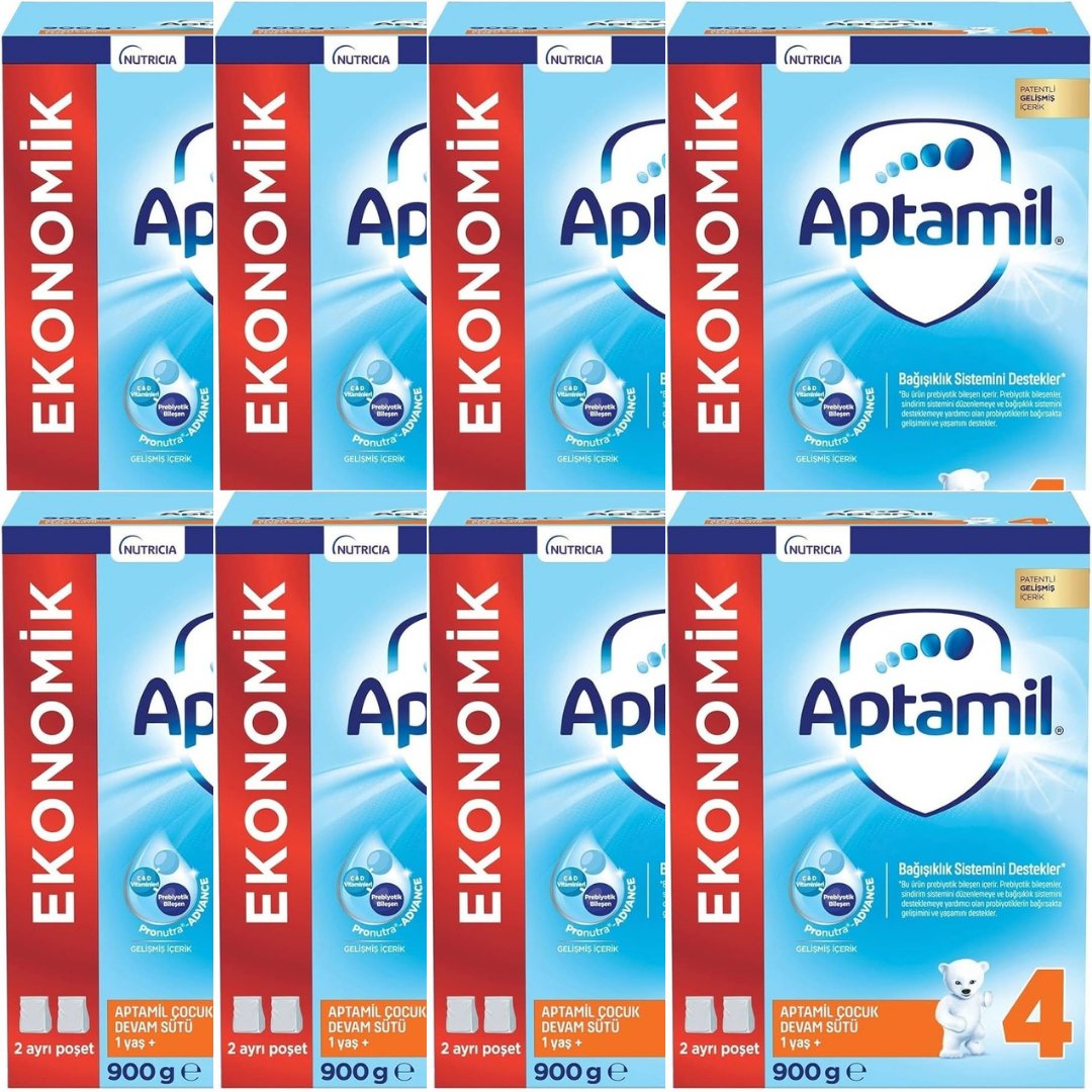 Aptamil 4 Çocuk Devam Sütü 900 gr 1+ Yaş - 8 Adet