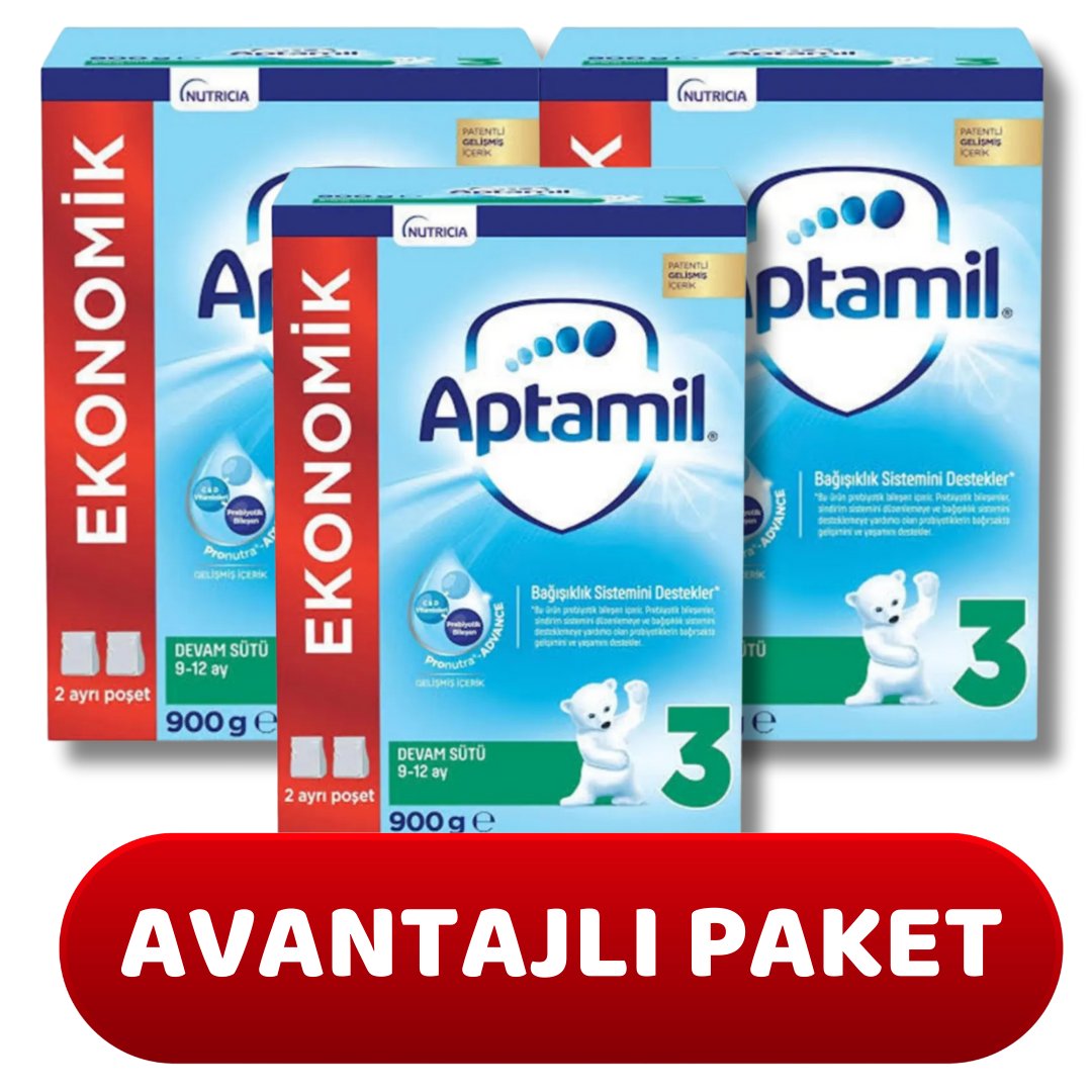 Aptamil 3 Devam Sütü 900 gr 9-12 Ay - 3 adet