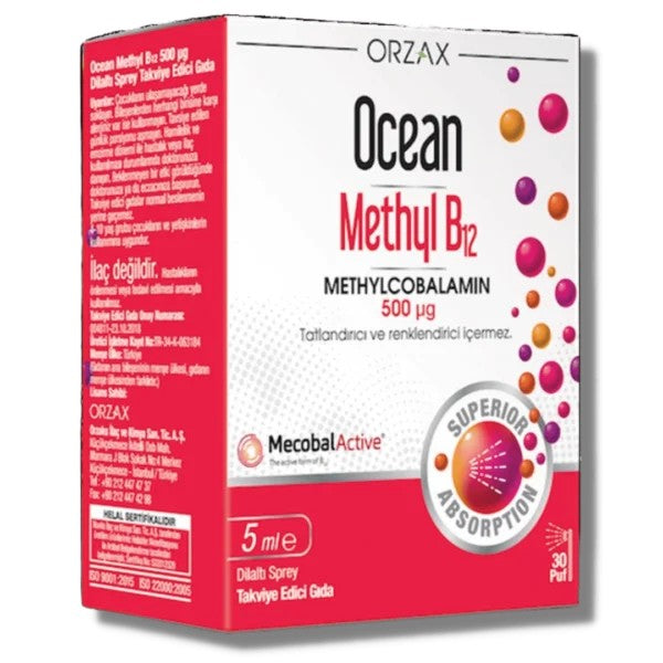 Ocean Methyl B12 500 mcg 5 ml Dilaltı Sprey / 30 doz