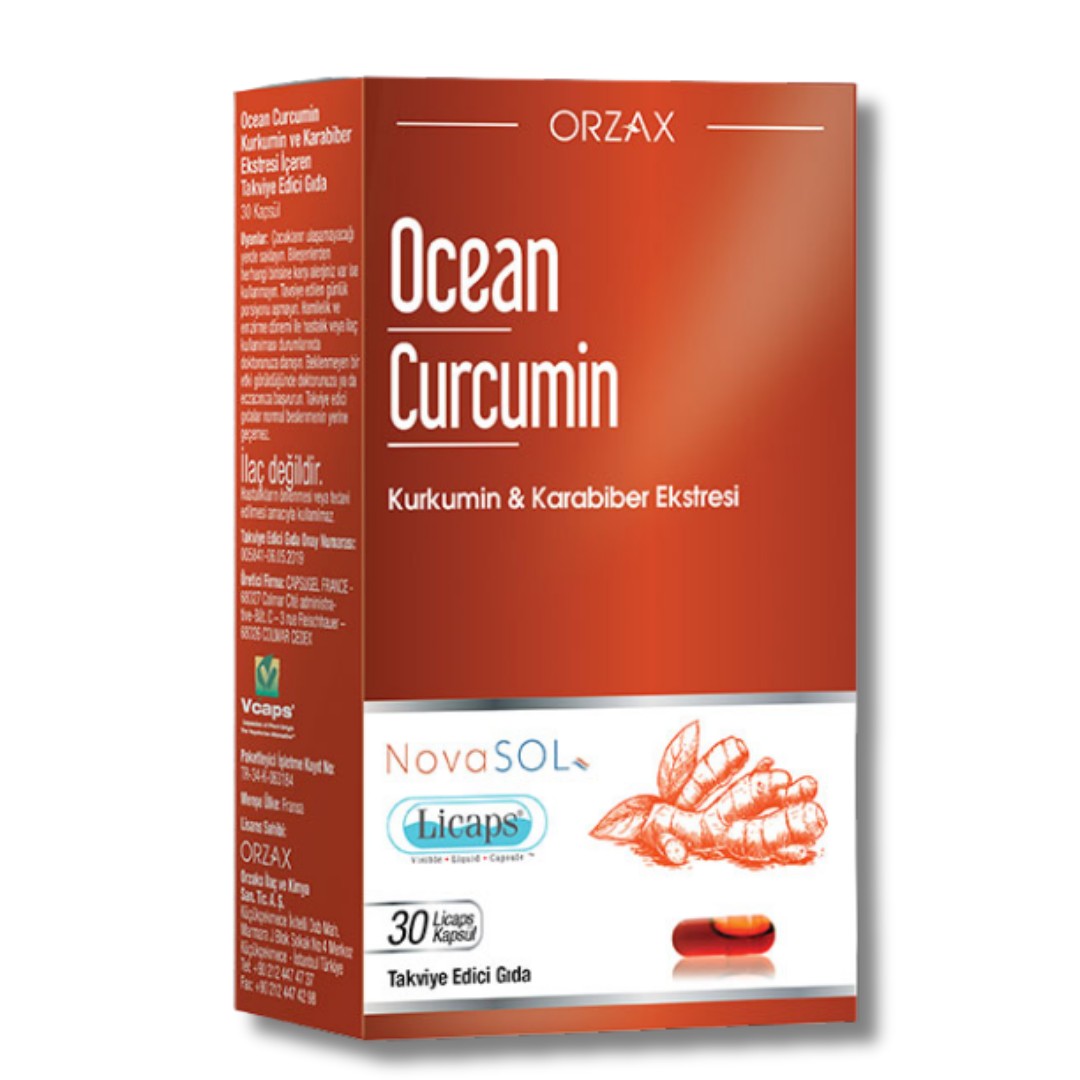 Orzax Ocean Curcumin Karabiber Ekstresi Takviye Edici Gıda 30 Kapsül