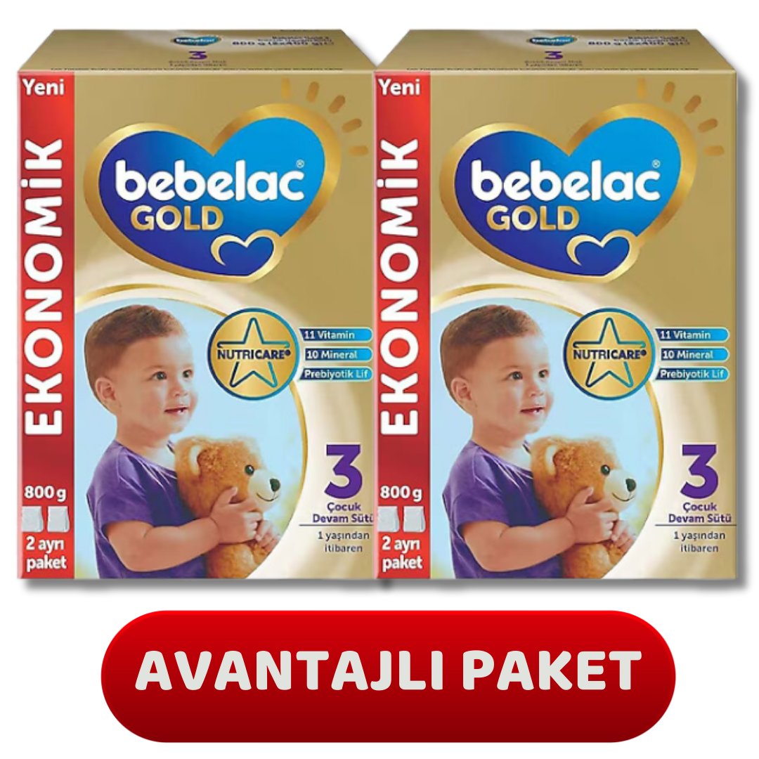 Bebelac Gold 3 Devam Sütü 800 Gram 1+ yaş - 2 adet