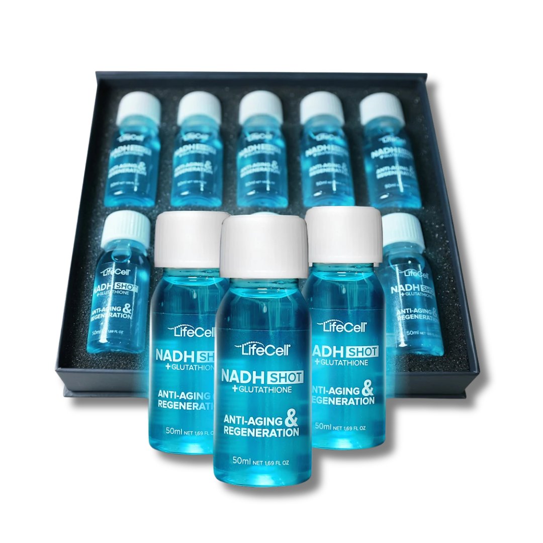 LifeCell Nadh Shot + Glutathione ( Glutatyon ) Anti-Aging Takviye Edici Gıda 10 Shot