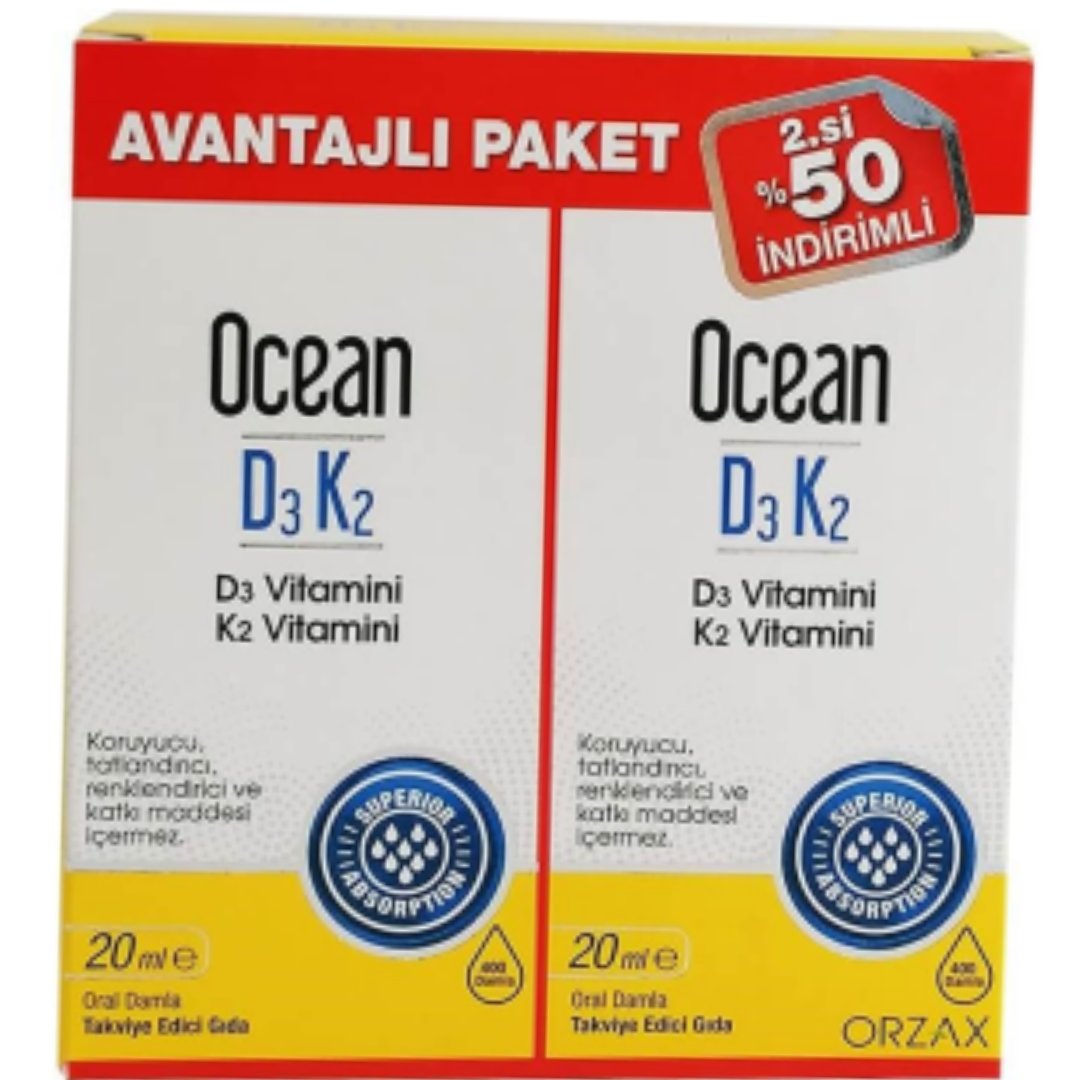 Ocean D3K2 Damla 20 ml + 2. %50 İndirimli