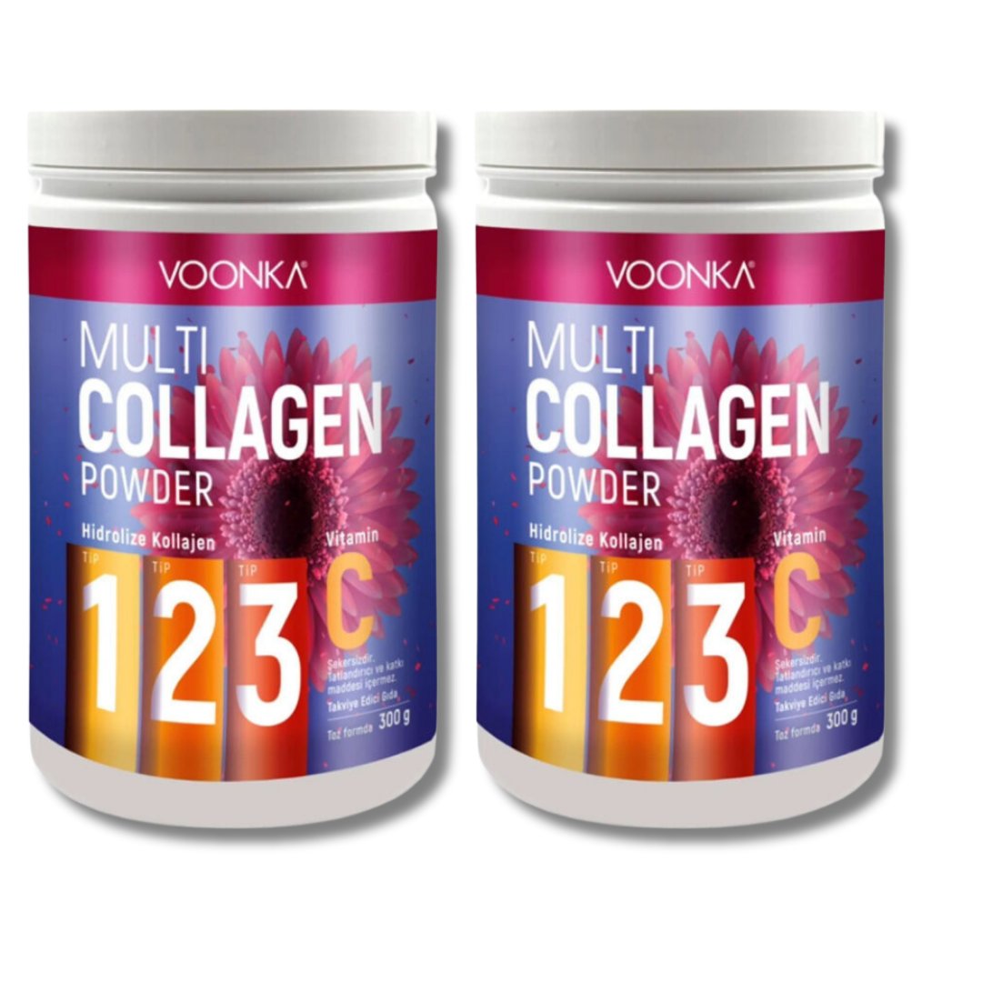 Voonka Multi Collagen Powder Vitamin C İçeren 2x300 gr Takviye Edici Gıda